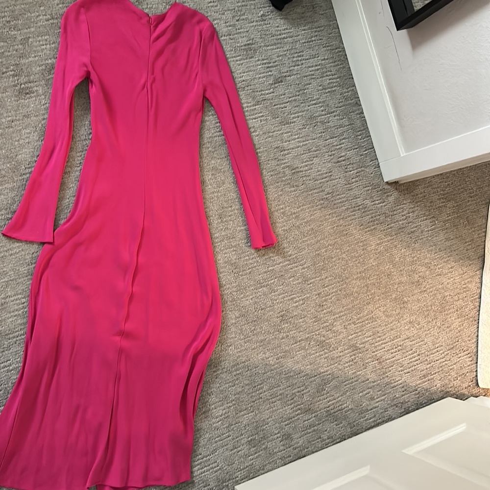 Massimo Dutti Elegant Fuchsia Long Sleeve Dress - Picture 6 of 7